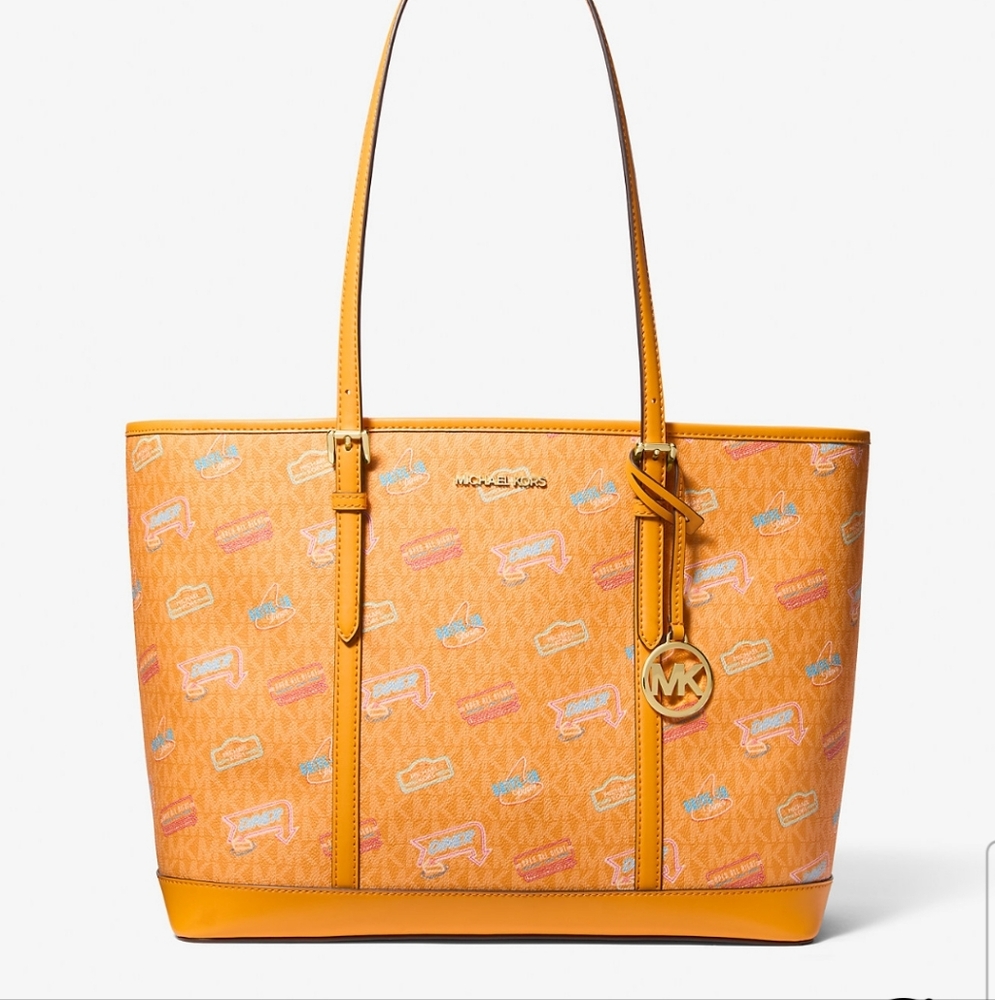 MICHAEL KORS Jet Set Large Printed Signature Logo Shoulder Tote Bag
POP ORANGE